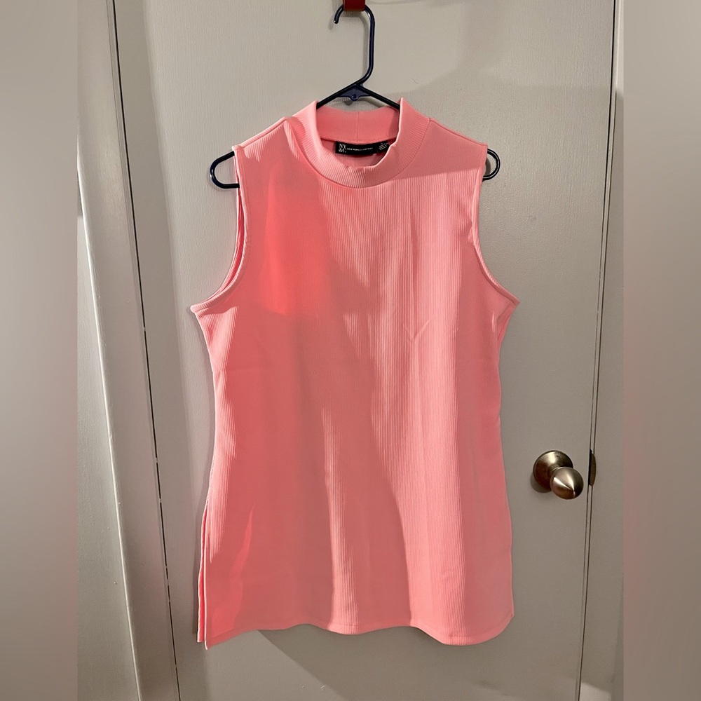 NWT New York & Co Sleeveless Mock Neck Tunic Cotton Candy pink L Large